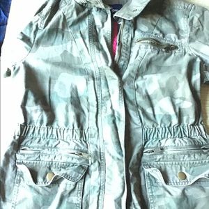 Army green zip cargo jacket